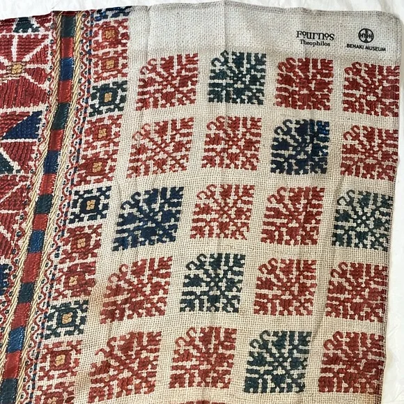 Greek Scarf NEW 33x33 by Fournos Theophilos Benaki Museum - Picture 6 of 15